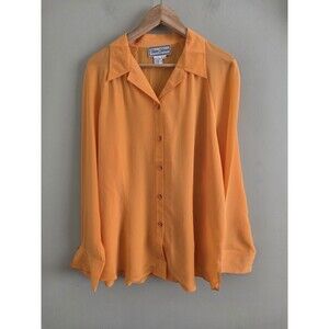 Nwt diane gilman silk Women Orange Dress Up Shirt Size 1x Classic Business